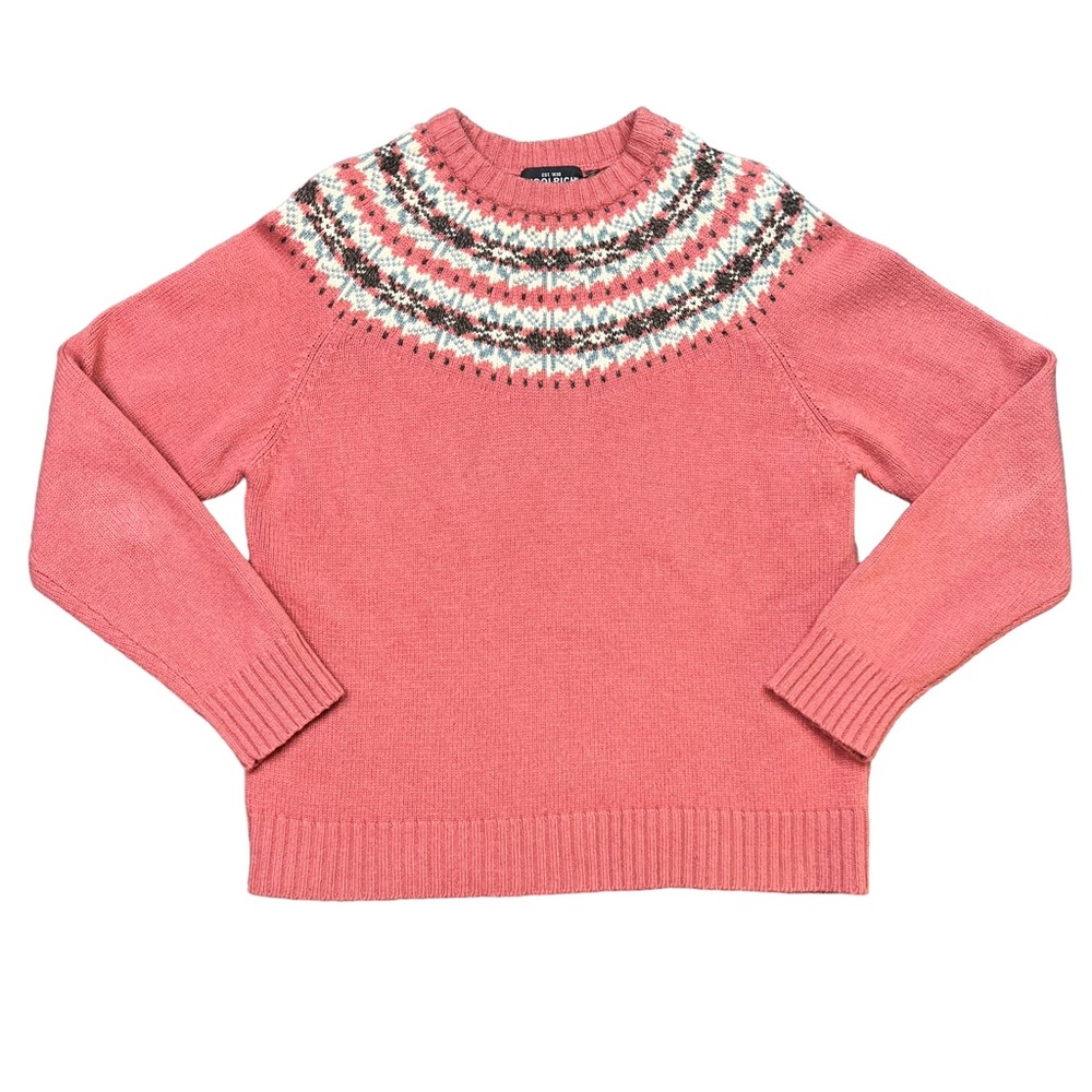 Woolrich 100% Lamb’s Wool Grenadine Fair Isle Knit Sweater Women’s Size Large